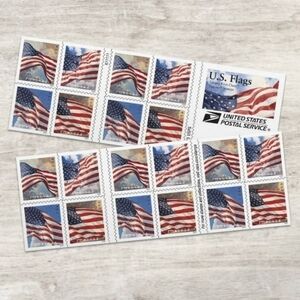 100 Forever Stamps 5 Sheets of 20 First Class USPS Stamps 2024 U.S. Flag Flags